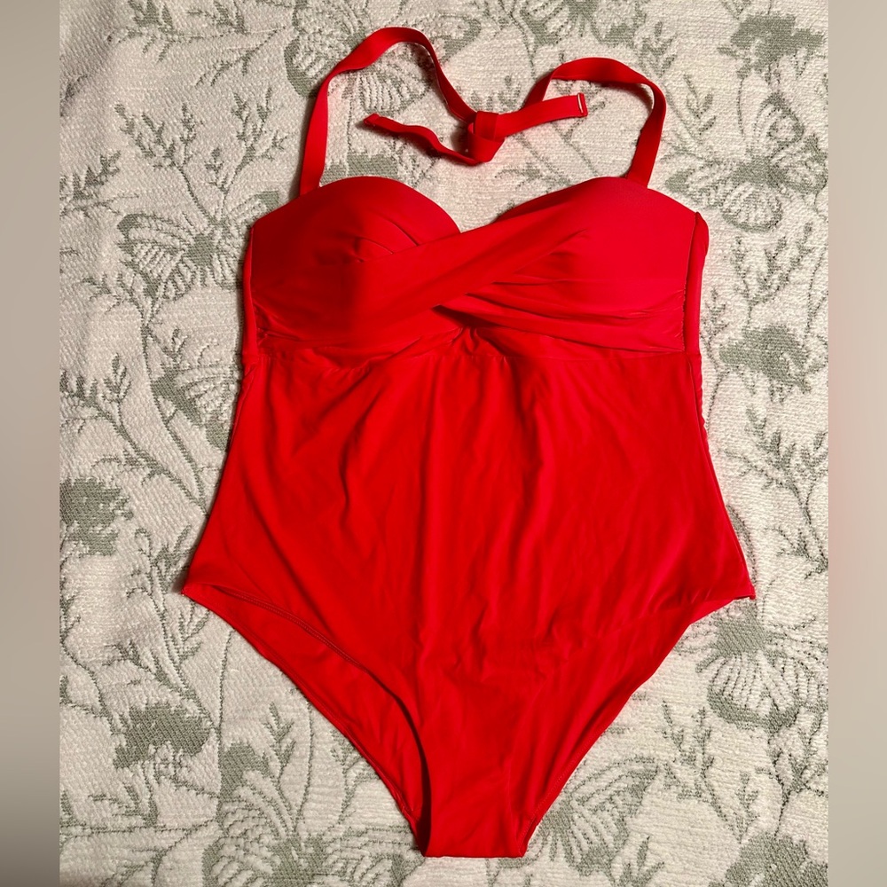 knix Coral Pink Halter One-Piece Swimsuit
